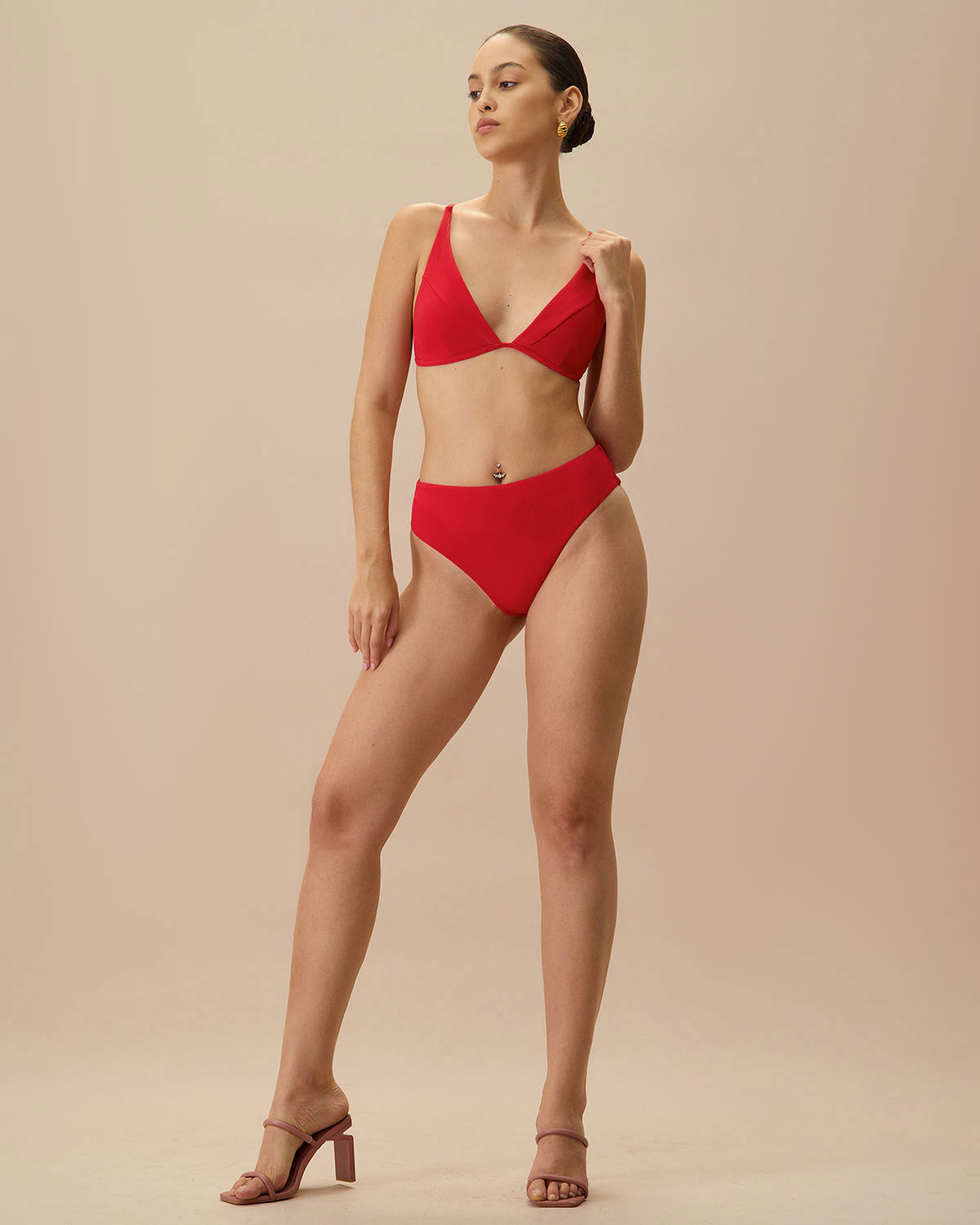 Navela | The Red Ribbed Bikini Bottom