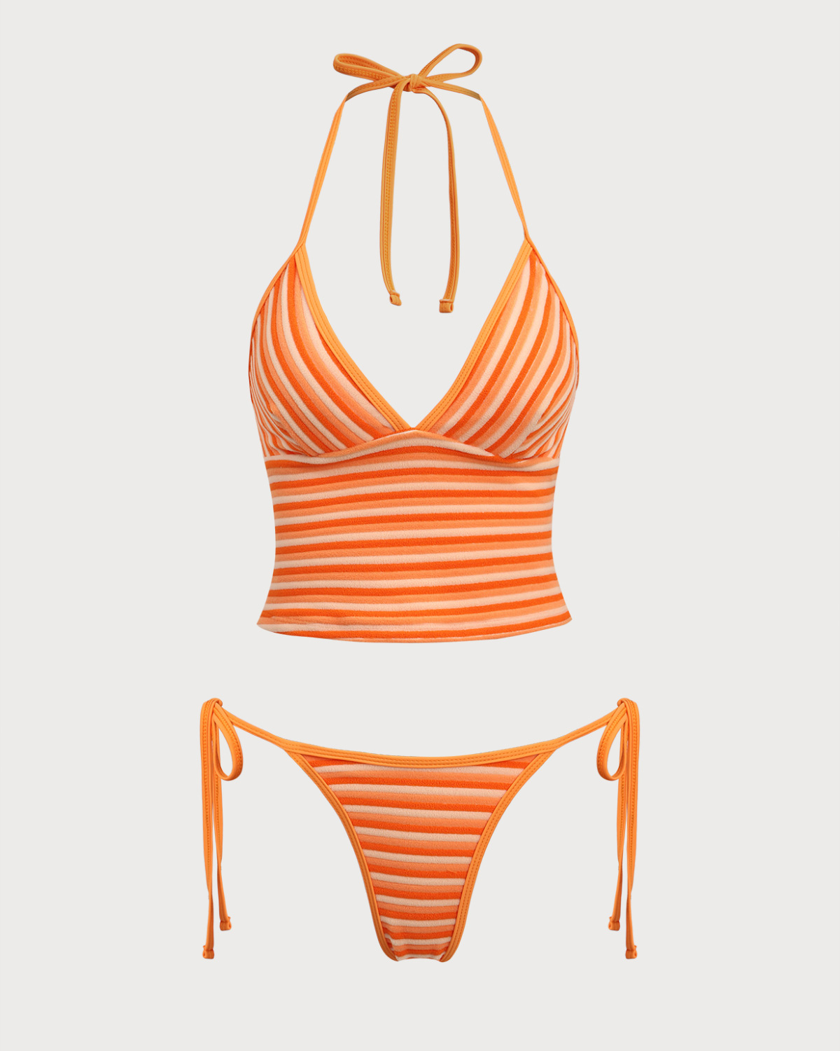 Navela | Orange Striped Tankini Swimsuit