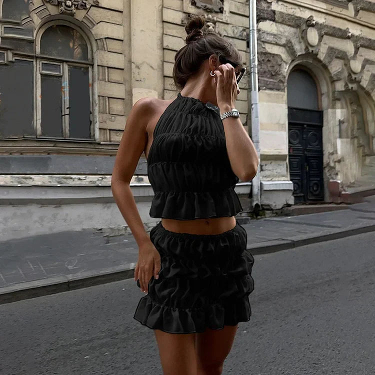 Navela | Pleated Backless Two-Piece Set