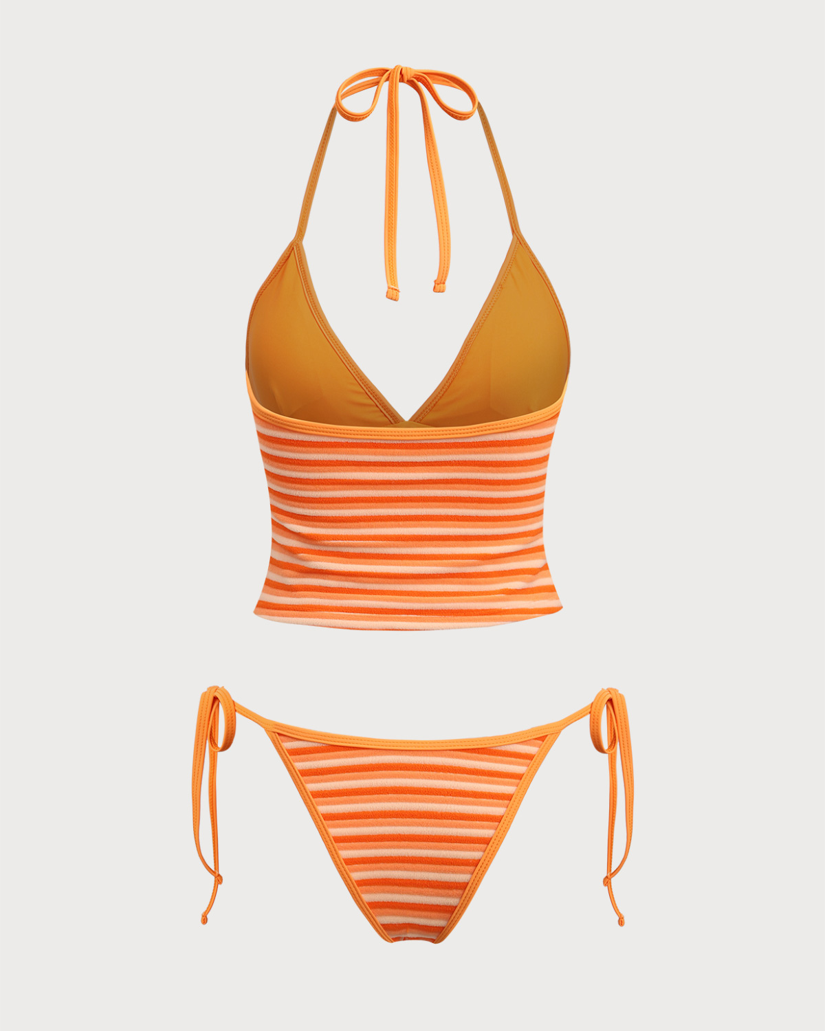 Navela | Orange Striped Tankini Swimsuit