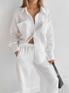 Navela | Minimalist Cotton Two Piece Pants Set