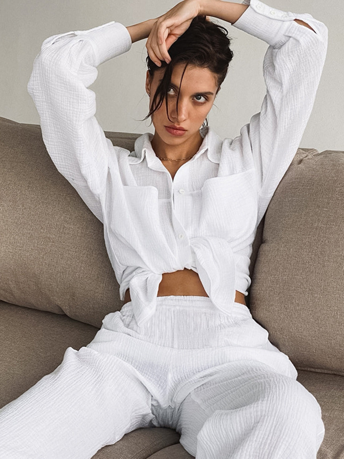 Navela | Minimalist Cotton Two Piece Pants Set