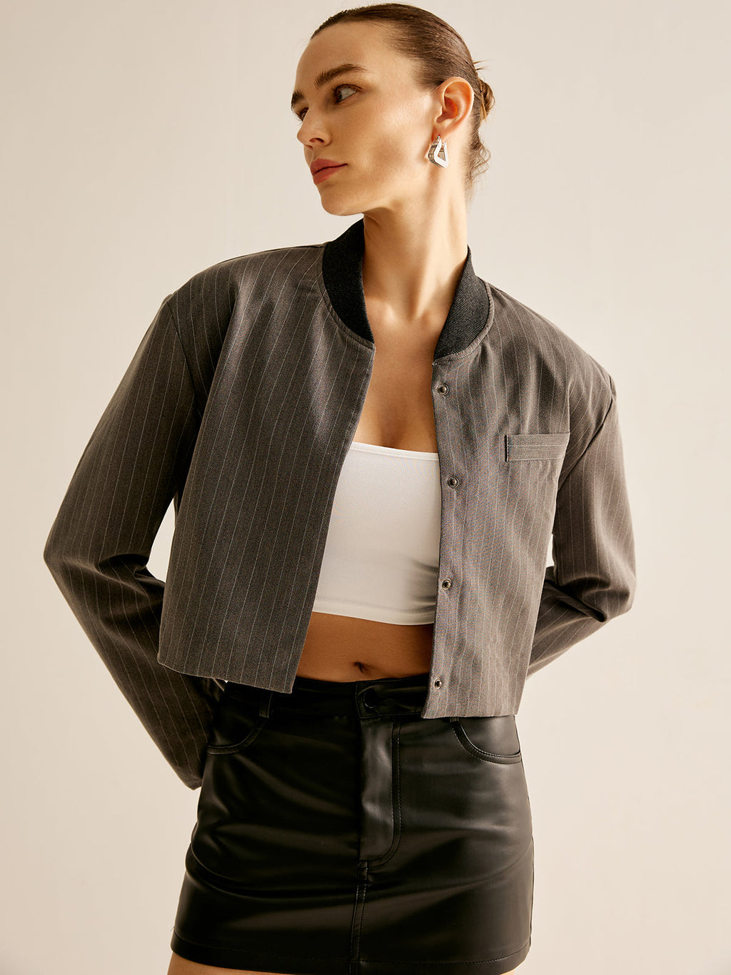 Navela | Pinstripe Pocket Short Jacket