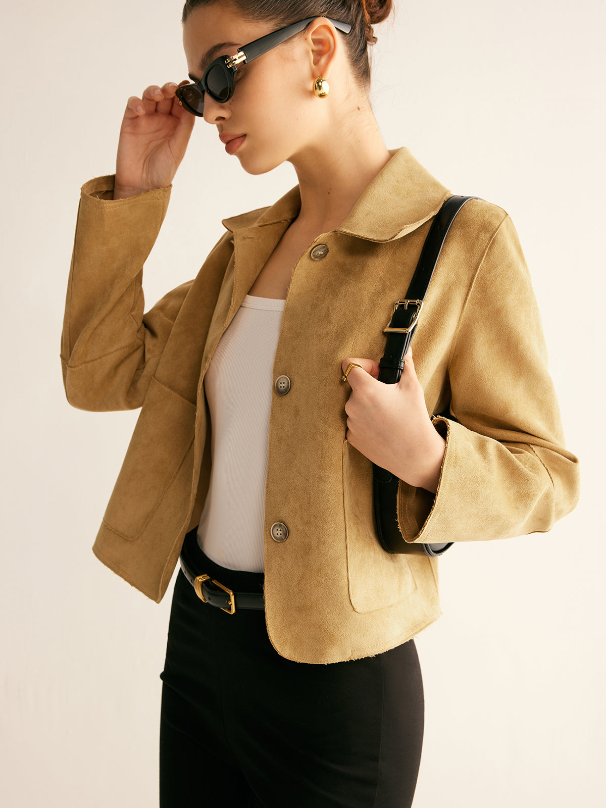 Navela | Plain Faux Leather Short Jacket