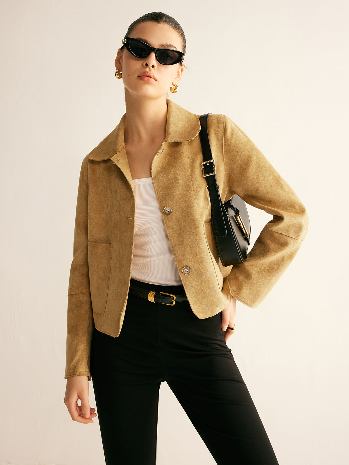Navela | Plain Faux Leather Short Jacket