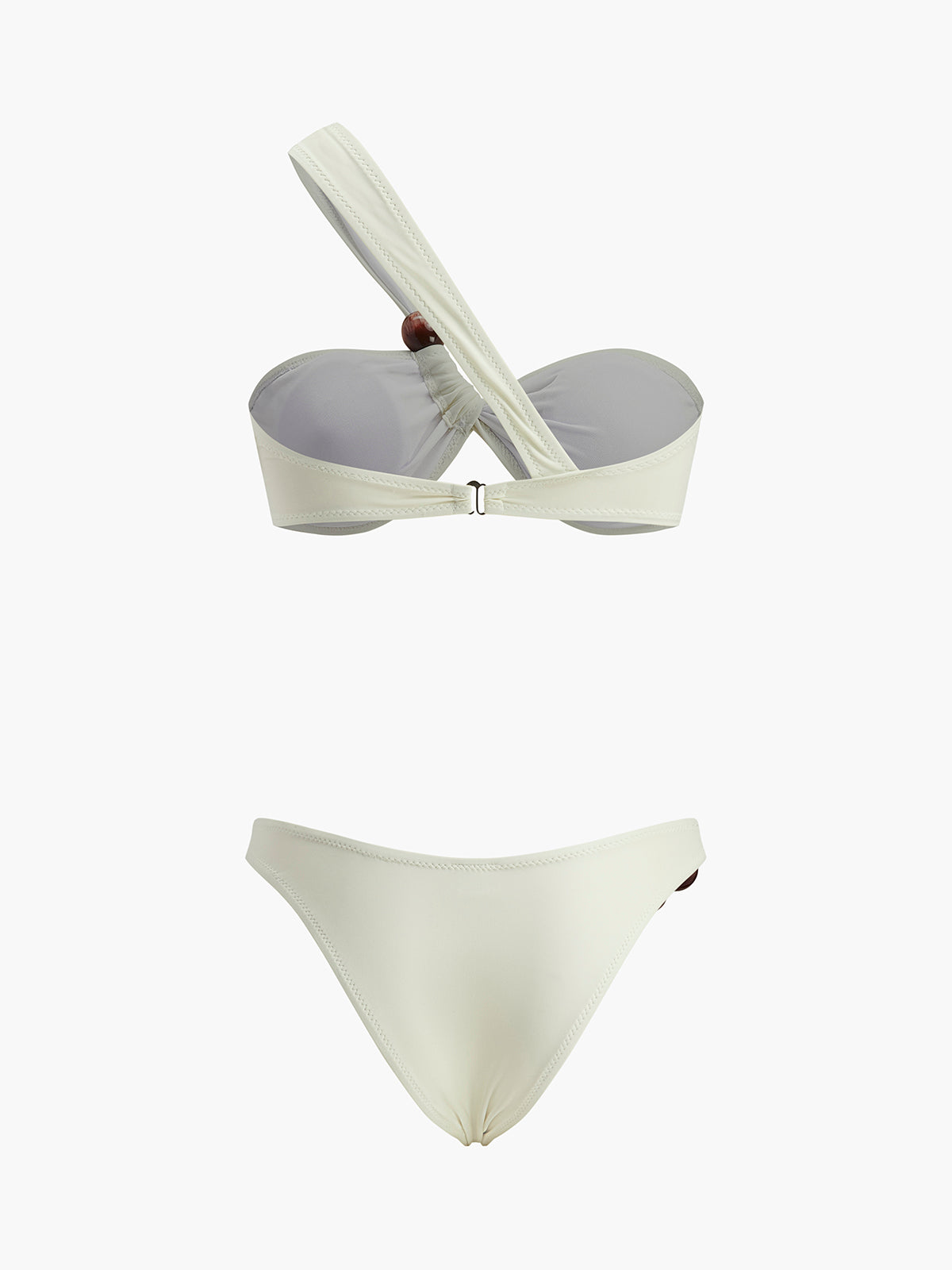 Navela | Wood Bead Detail One-Shoulder Bikini Set