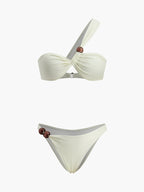 Navela | Wood Bead Detail One-Shoulder Bikini Set