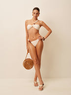 Navela | Wood Bead Detail One-Shoulder Bikini Set