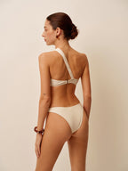 Navela | Wood Bead Detail One-Shoulder Bikini Set