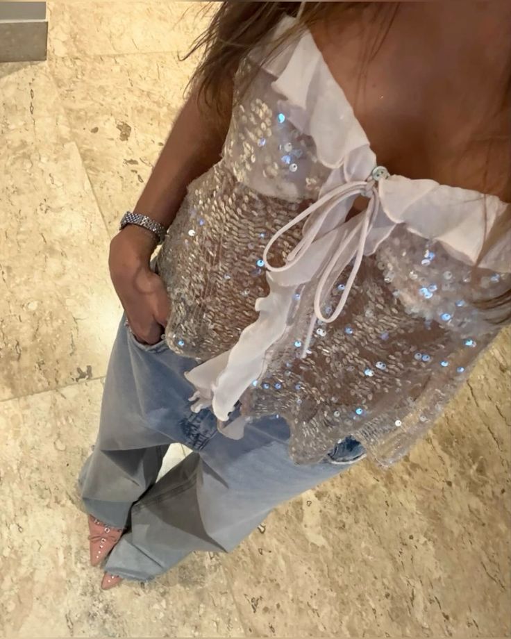 Navela | Sequin Halter Top