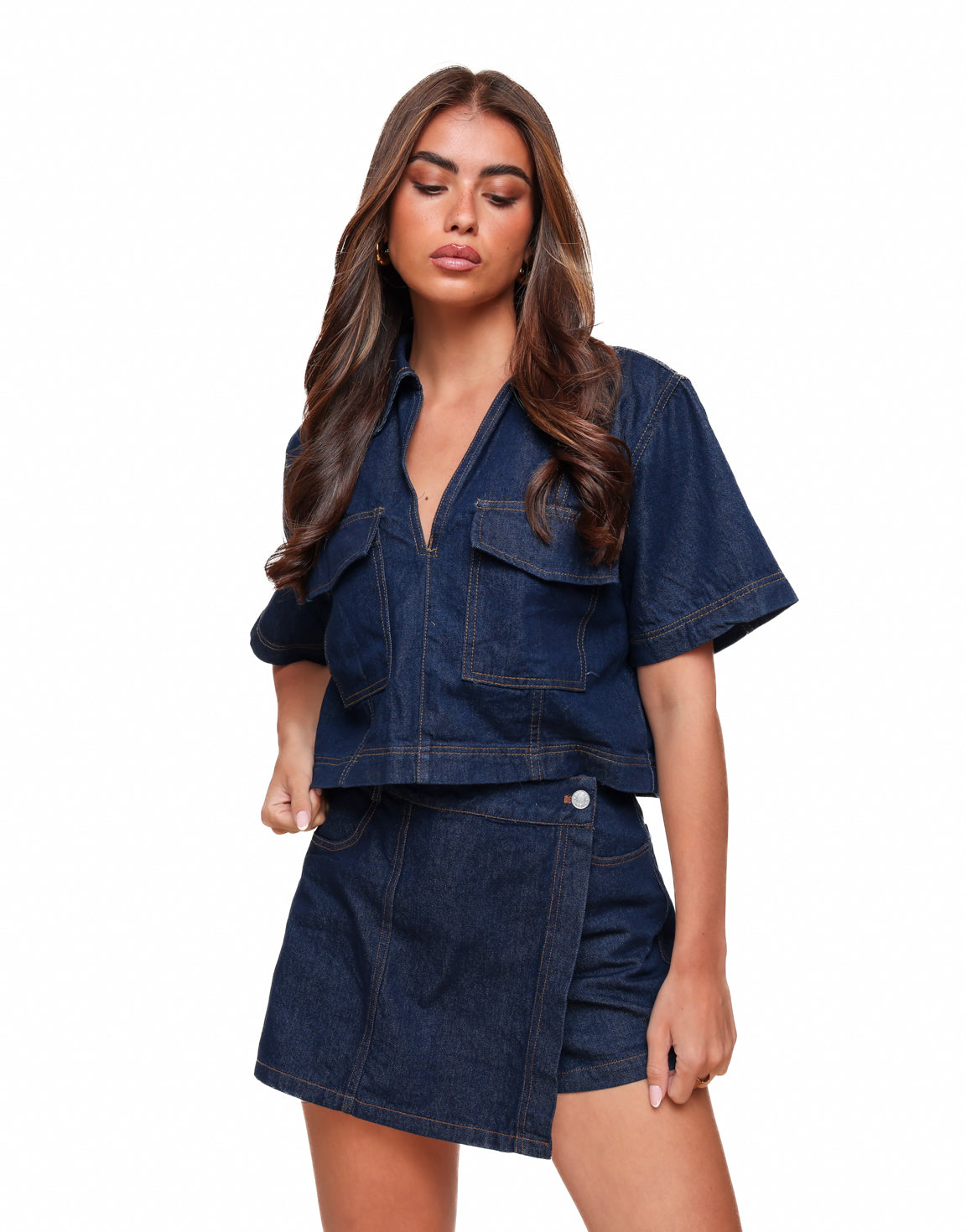 Navela | Navy Blue Denim Set