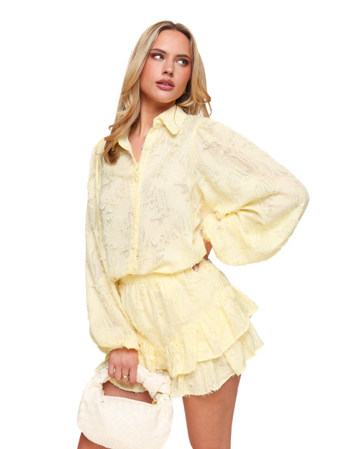 Navela | Balloon Sleeve Blouse & amp; Ruffle Skort Set