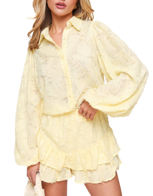 Navela | Balloon Sleeve Blouse & amp; Ruffle Skort Set