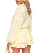 Navela | Balloon Sleeve Blouse & amp; Ruffle Skort Set