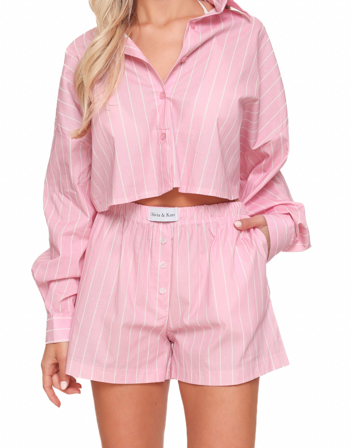 Navela | Striped Oversized Blouse & Wide-Leg Shorts Co-ord Set
