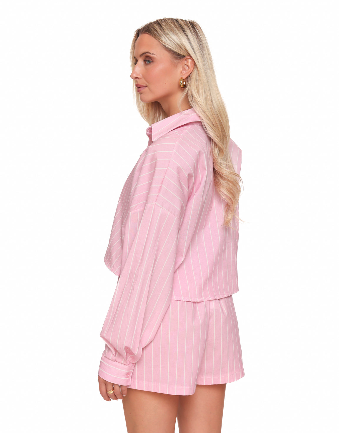 Navela | Striped Oversized Blouse & Wide-Leg Shorts Co-ord Set