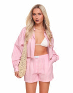 Navela | Striped Oversized Blouse & Wide-Leg Shorts Co-ord Set