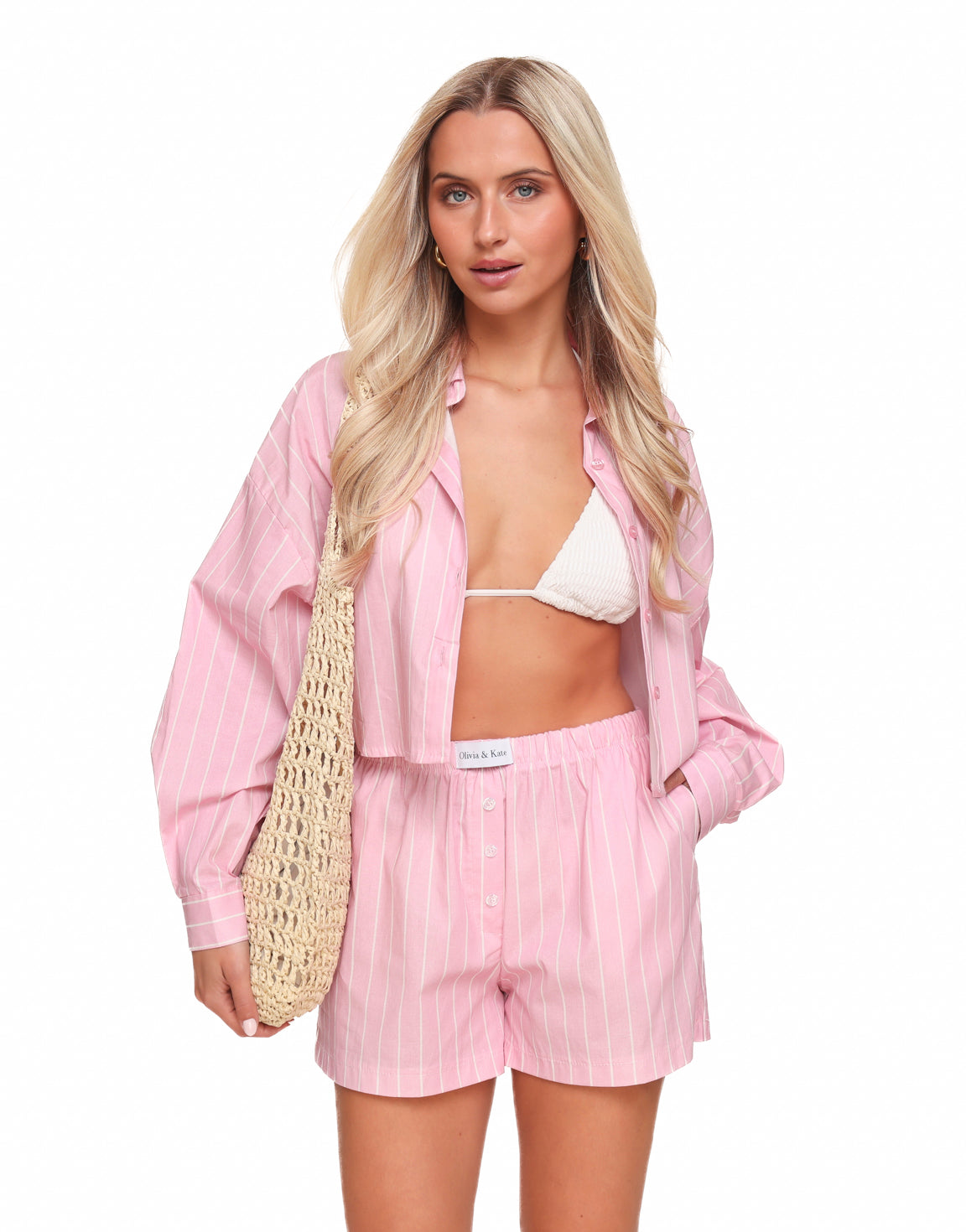 Navela | Striped Oversized Blouse & Wide-Leg Shorts Co-ord Set