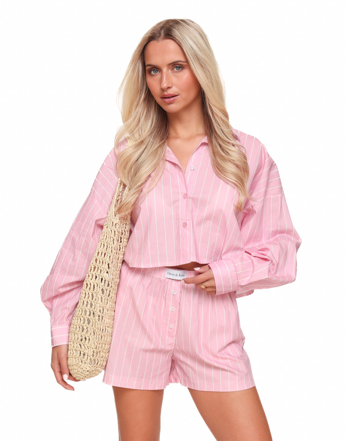 Navela | Striped Oversized Blouse & Wide-Leg Shorts Co-ord Set