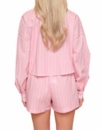 Navela | Striped Oversized Blouse & Wide-Leg Shorts Co-ord Set