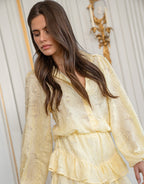 Navela | Balloon Sleeve Blouse & amp; Ruffle Skort Set