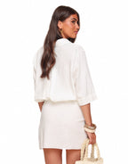 Navela | White Short Sleeve Wrap Set