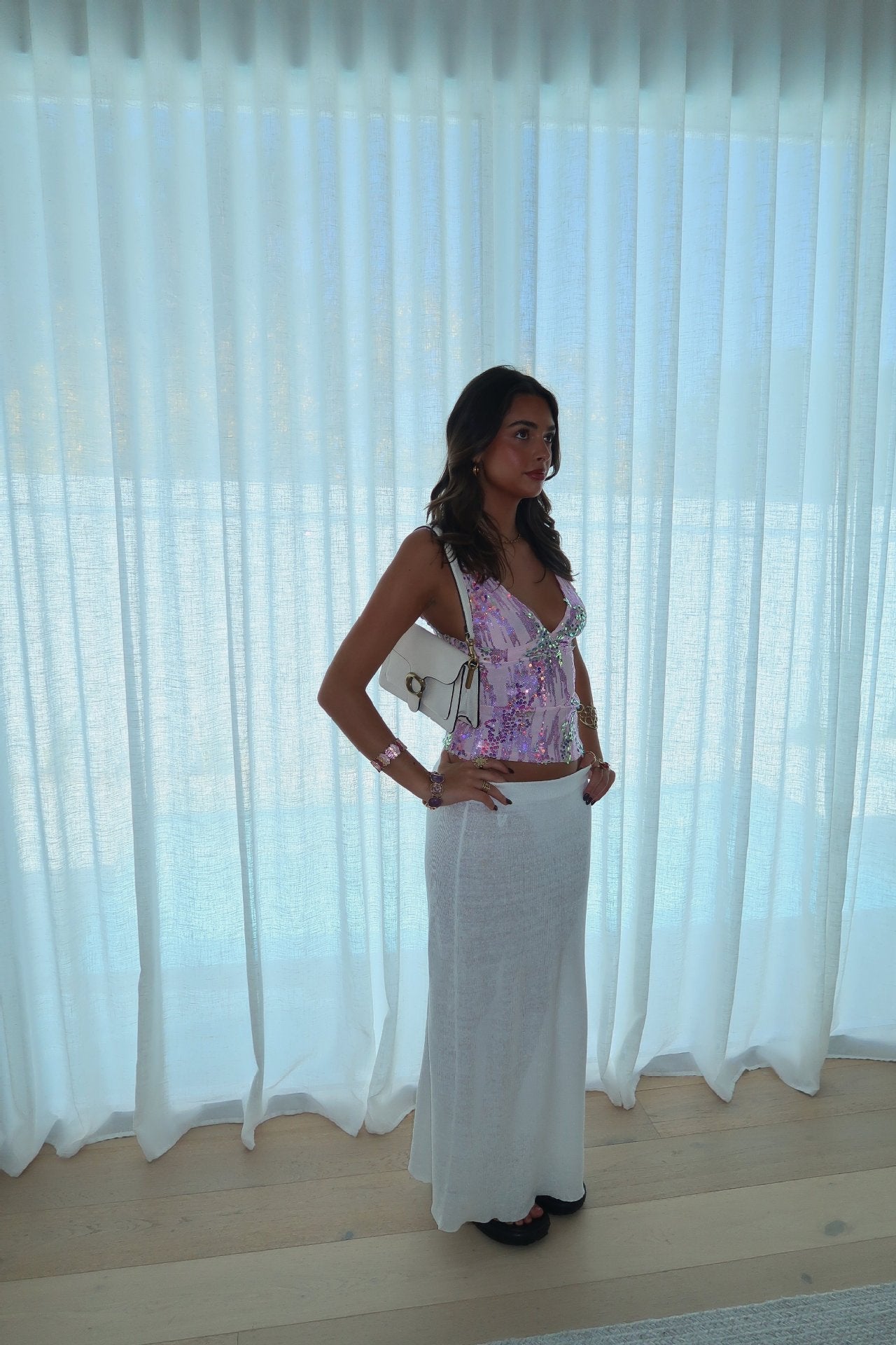 Navela | Sequin Halter Tank Top