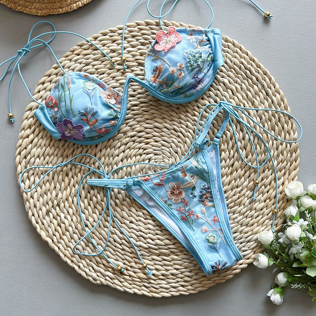 Navela | Embroidery Split Swimsuit