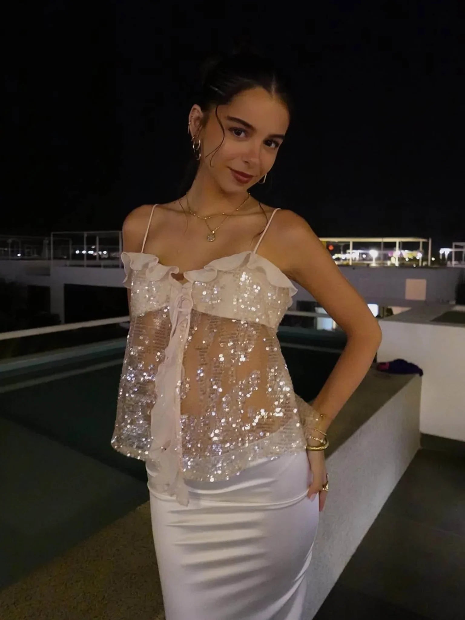 Navela | Sequin Halter Top
