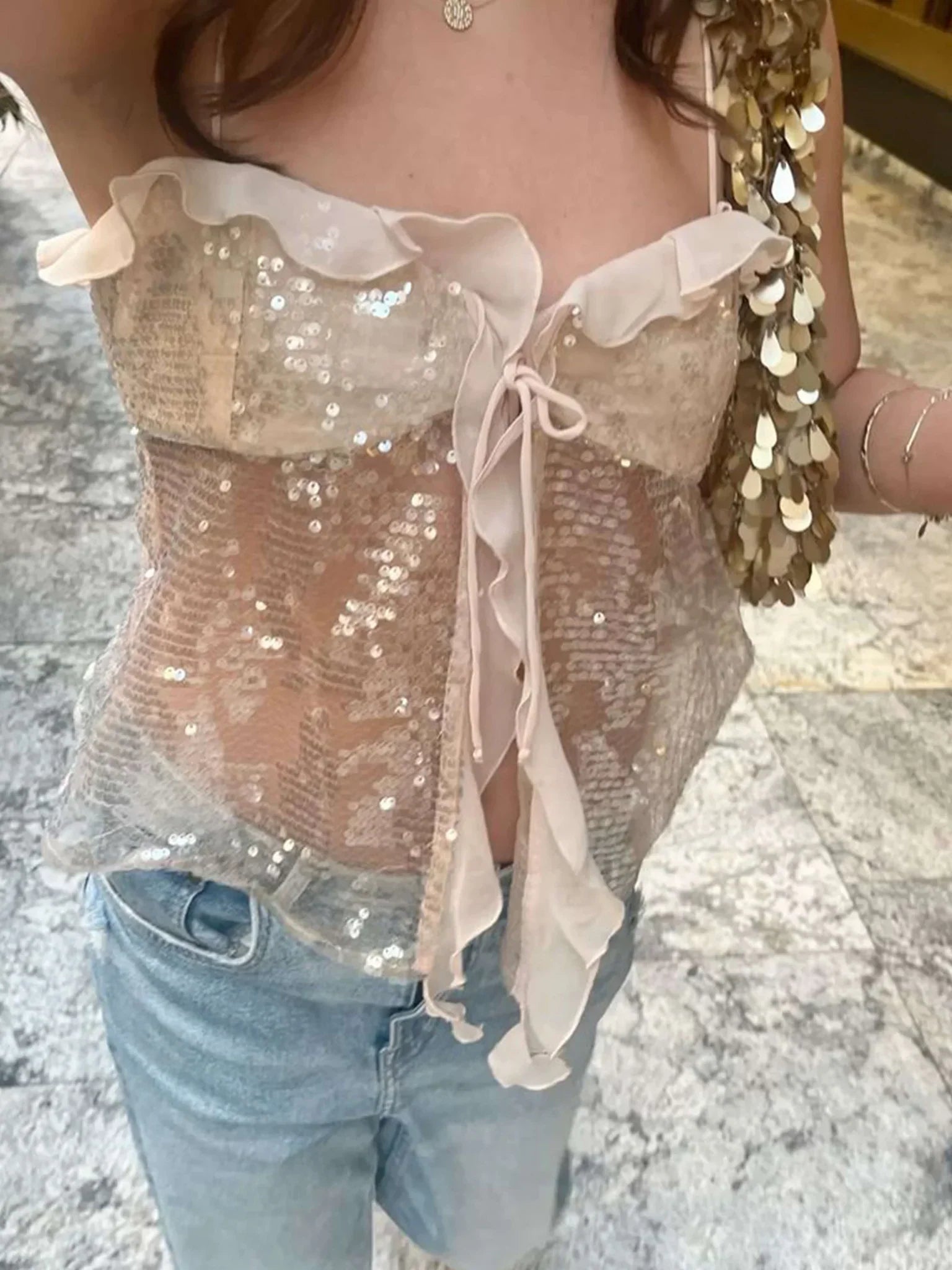 Navela | Sequin Halter Top