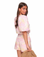 Navela | Lila Flower Puff Sleeve Top & Shorts - Set