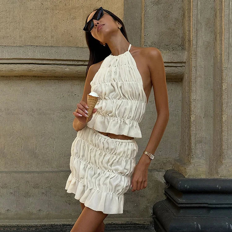 Navela | Pleated Backless Two-Piece Set
