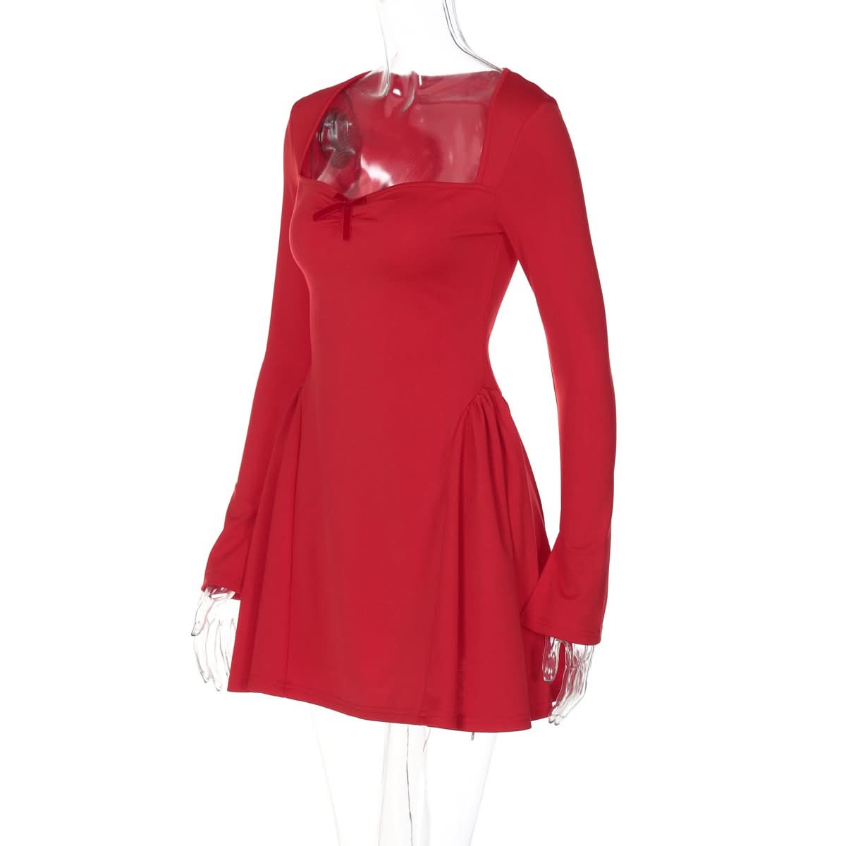 Navela | Long Sleeve Bow Detail Ruched Mini Dress
