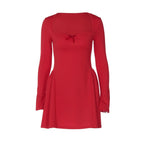 Navela | Long Sleeve Bow Detail Ruched Mini Dress