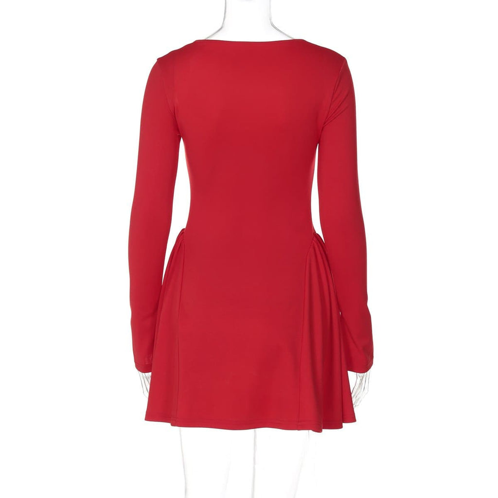Navela | Long Sleeve Bow Detail Ruched Mini Dress