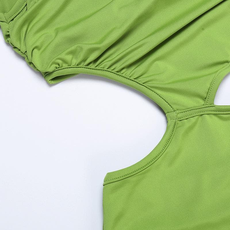 Navela | Ruched Irregular Drawstring Cut-Out Cami Dress