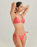 Navela | Red Floral Drawstring Triangle Bikini Set