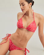 Navela | Red Floral Drawstring Triangle Bikini Set